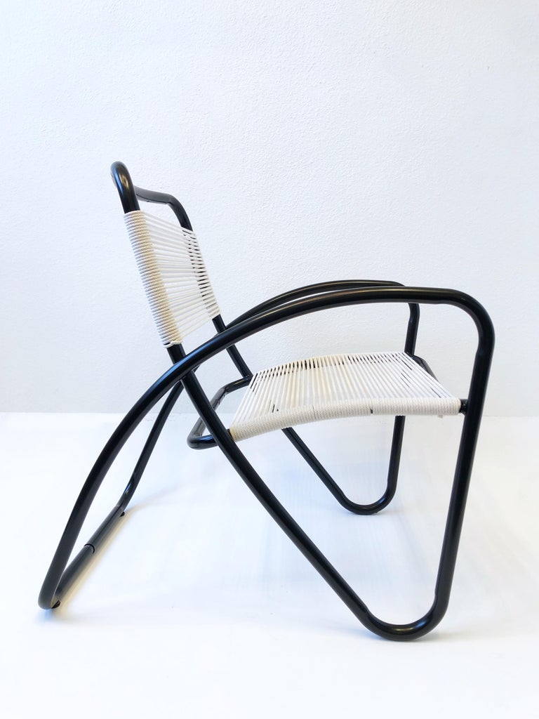 Black Aluminum and Cotton Cord Lounge Chair by Brown Jordan 1