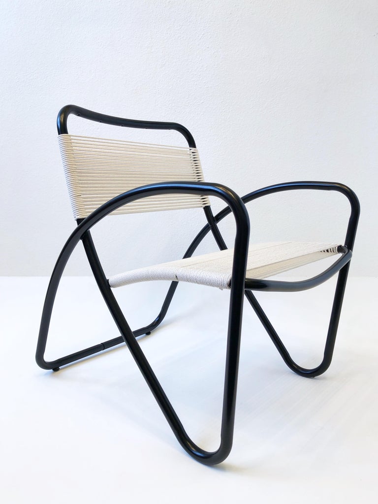Black Aluminum and Cotton Cord Lounge Chair by Brown Jordan 2