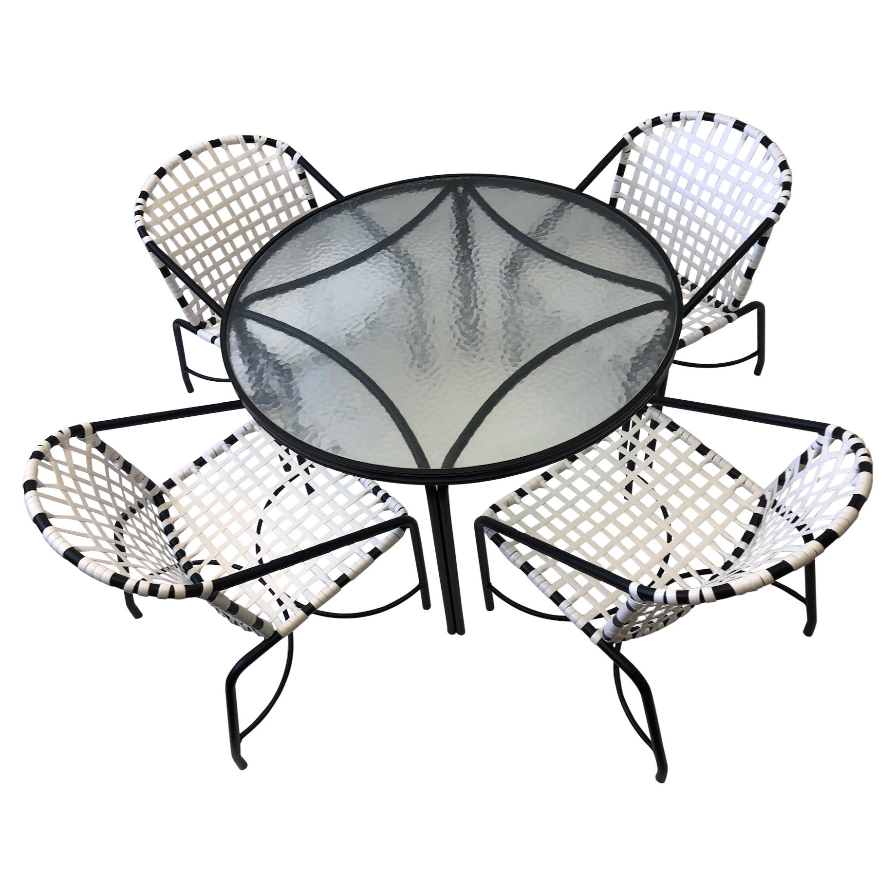 Black Aluminum and White Vinyl Patio Set by Brown Jordan