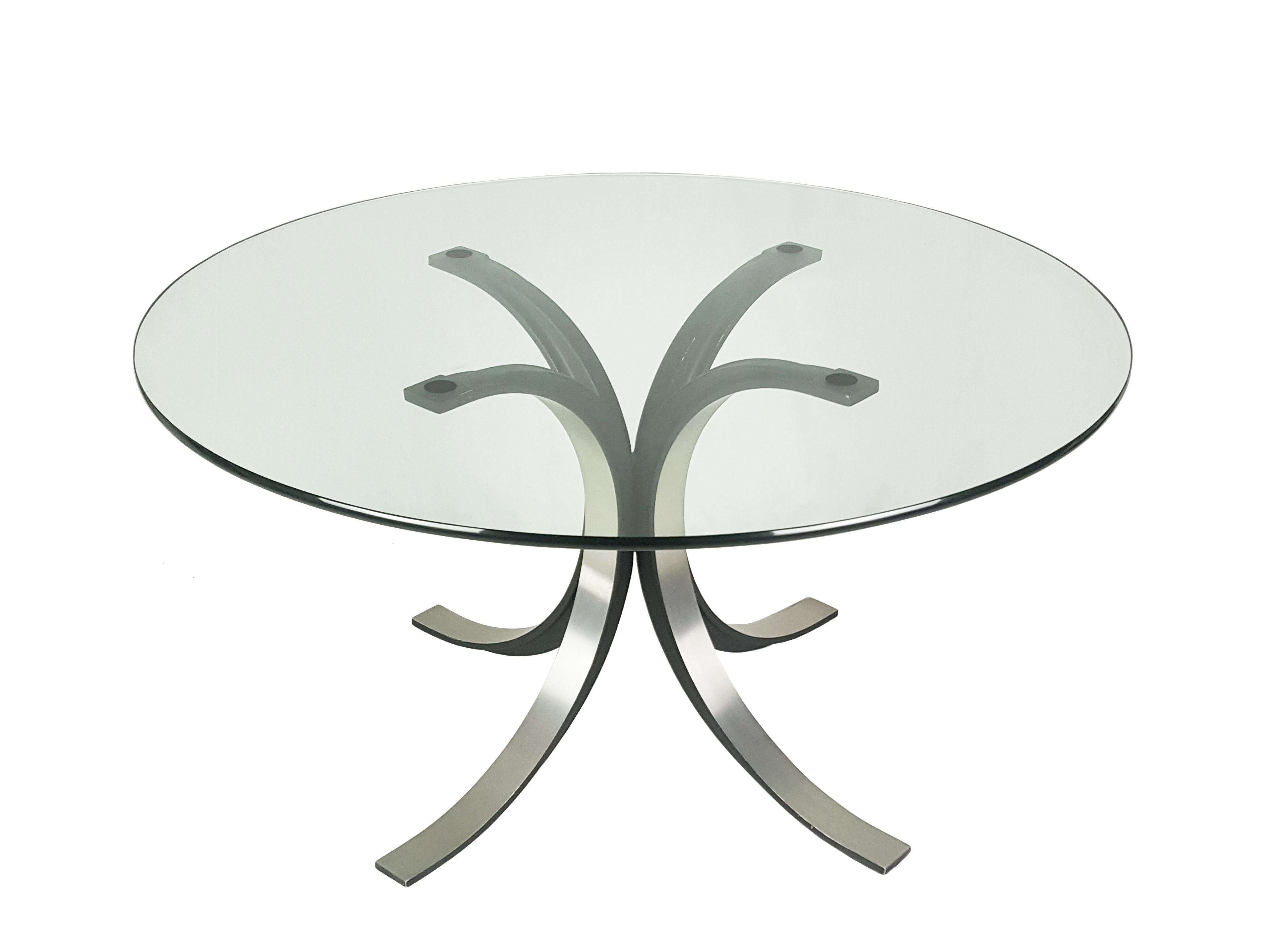 Italian Black Aluminum & Glass Top 1960s 