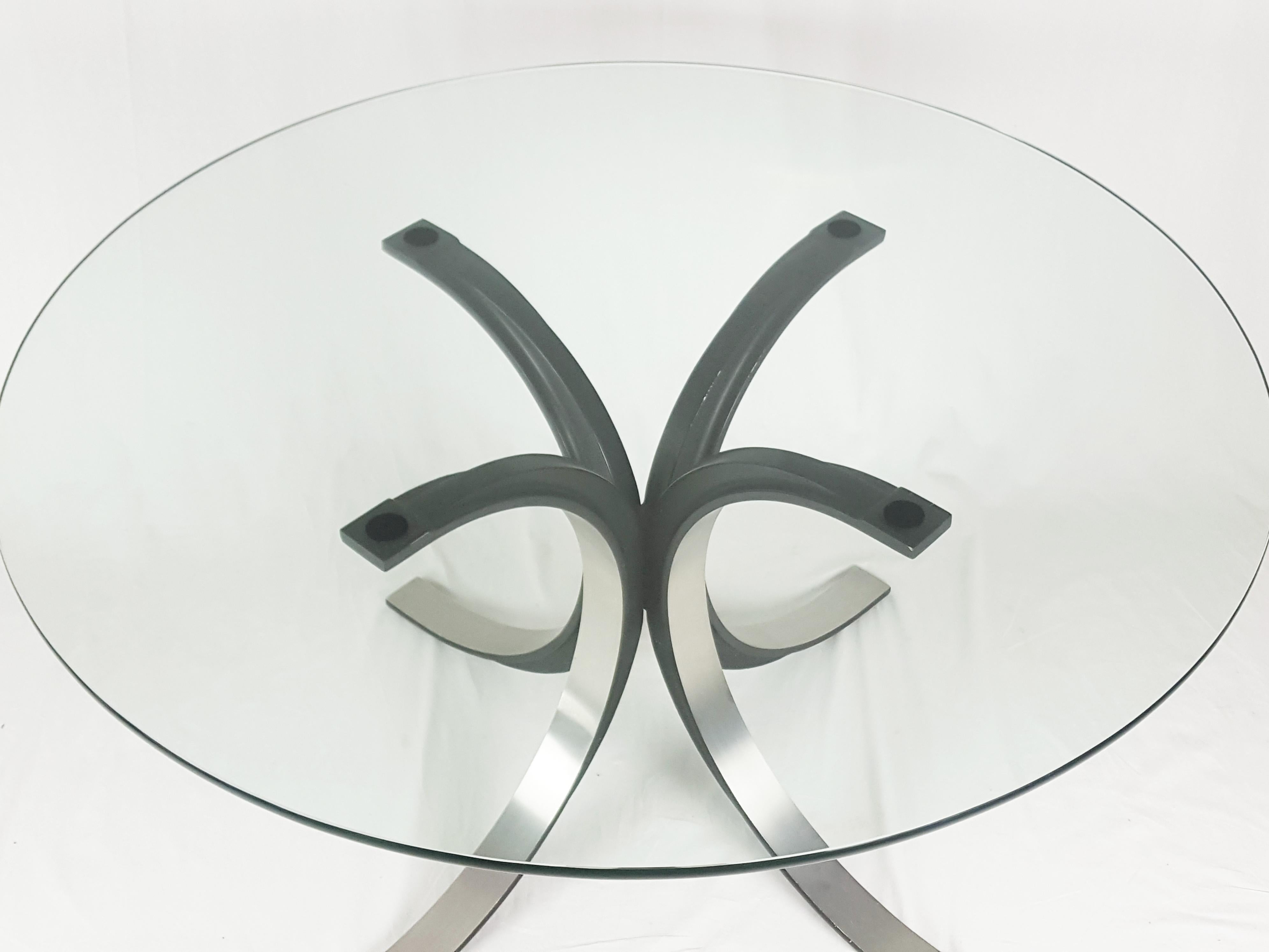 Black Aluminum & Glass Top 1960s 