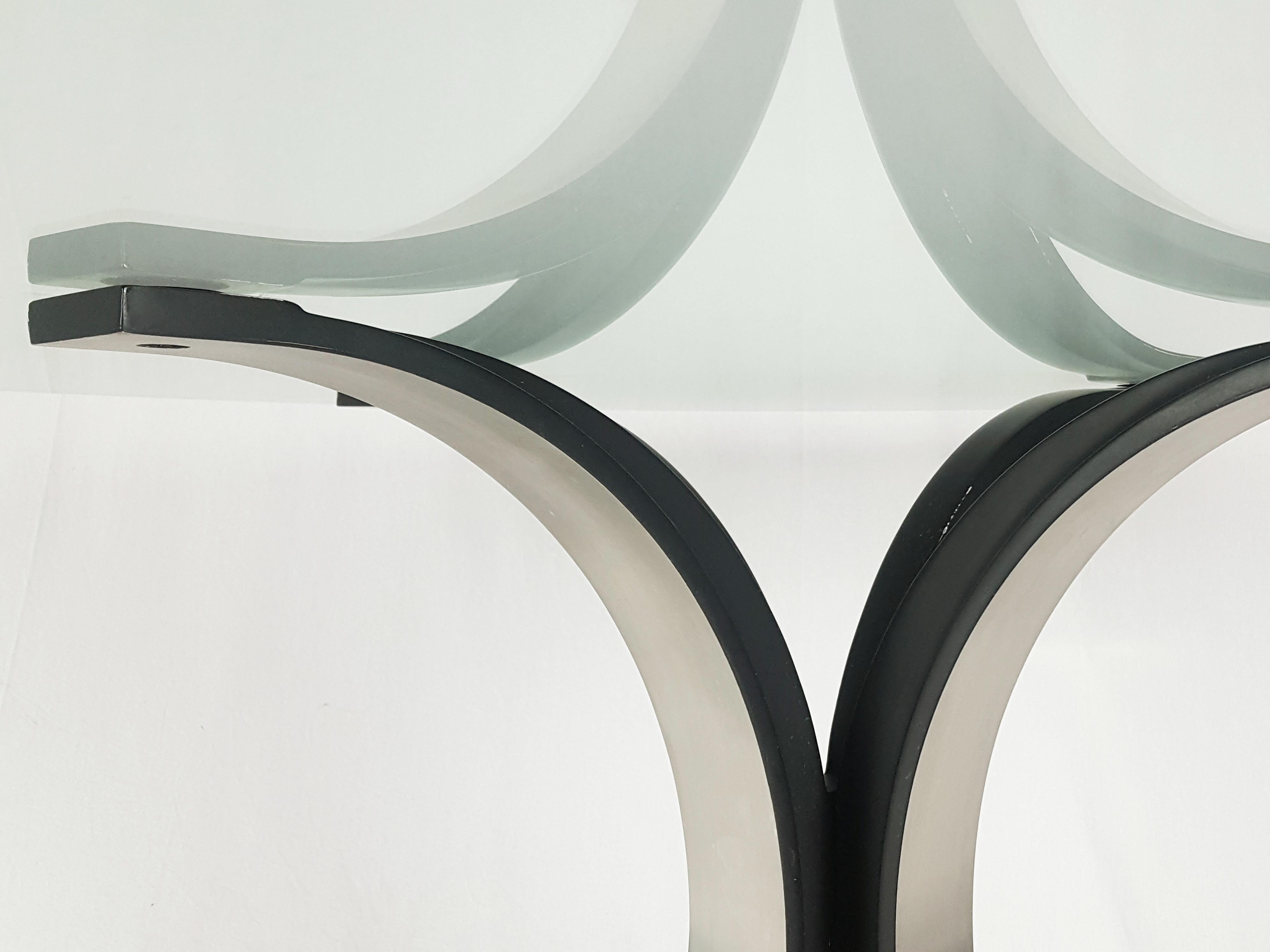 Black Aluminum & Glass Top 1960s 