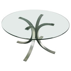 Black Aluminum & Glass Top 1960s "T69" Round Table by Osvaldo Borsani & E. Gerli