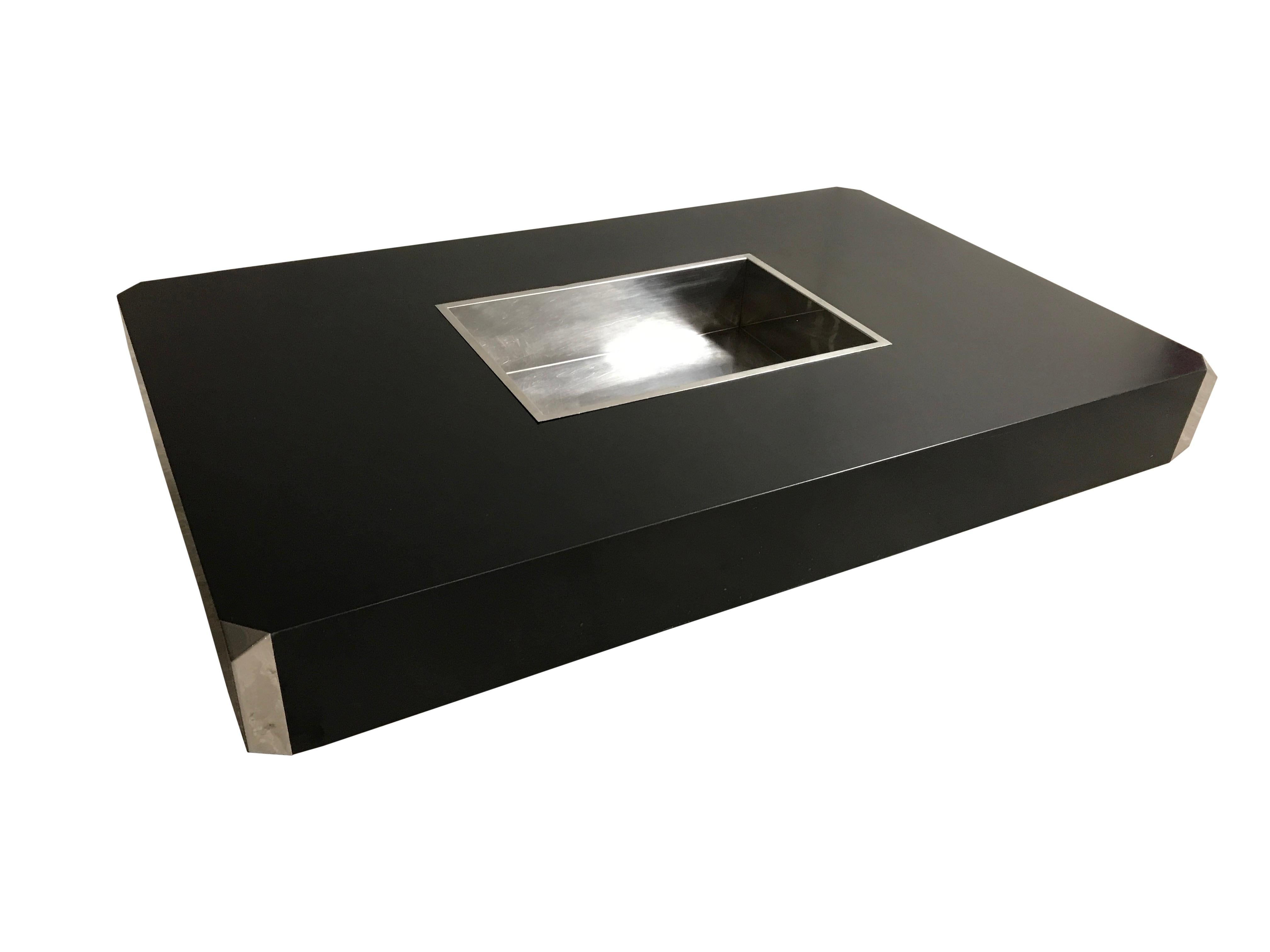 Black Alveo Coffee Table by Willy Rizzo, 1970s 3