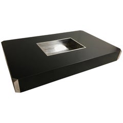 Black Alveo coffee table by Willy Rizzo, 1970s