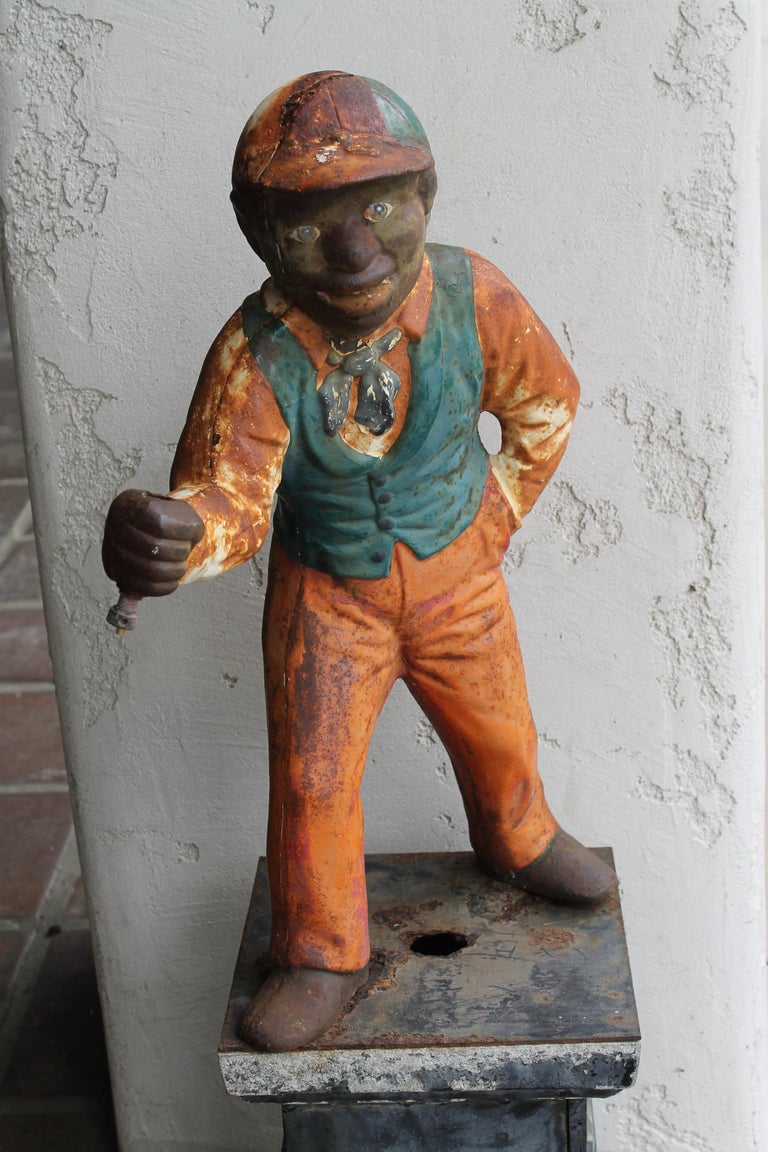Black Americana "Jocko the Jockey" Cast Iron Hitching Post For Sale at