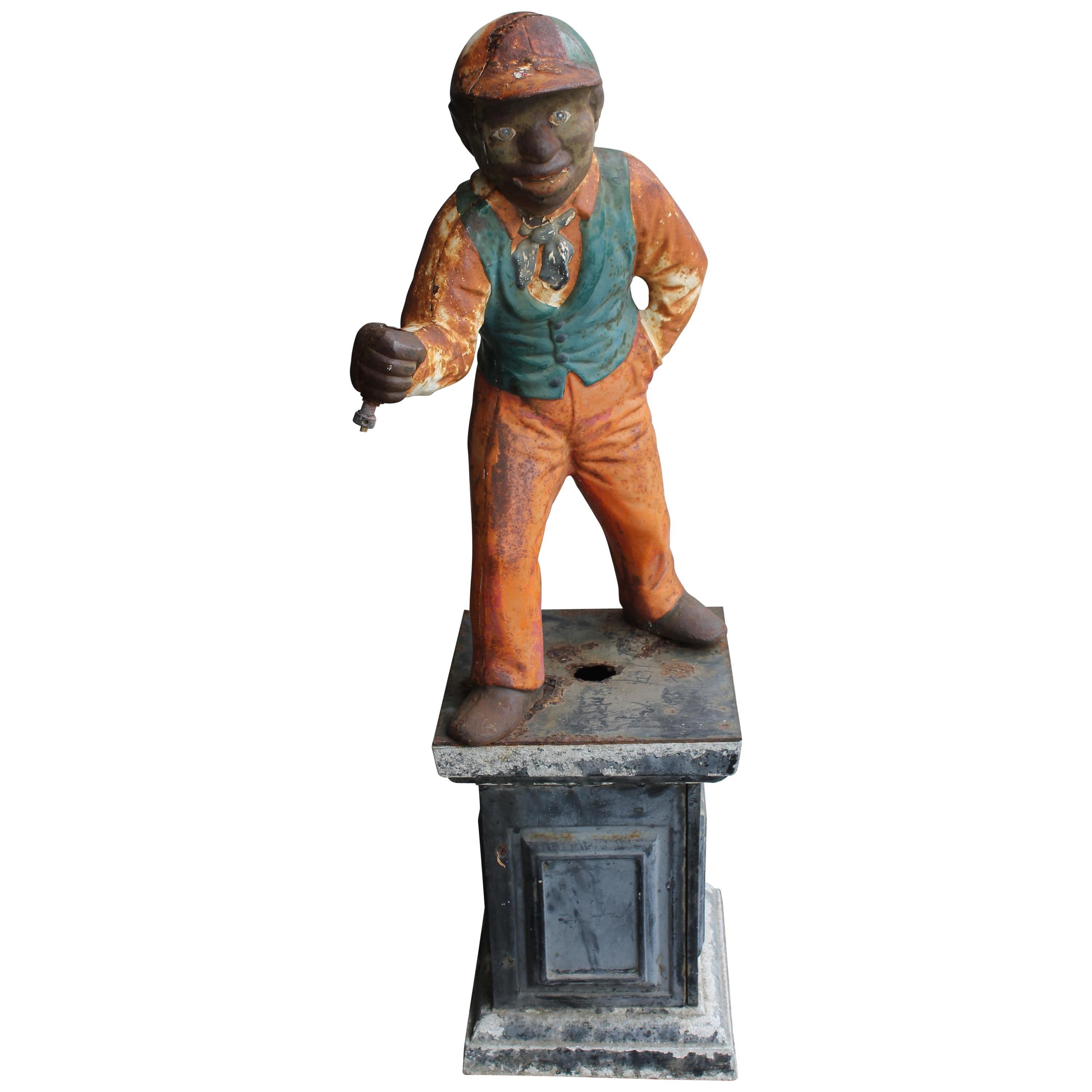 Original Black Americana Jocko The Jockey Cast Iron Hitching Post - Black Fishing Boy Concrete Garden Statue Original Black Americana Jocko The Jockey Cast Iron Hitching Post - Black Fishing Boy Concrete Garden Statue