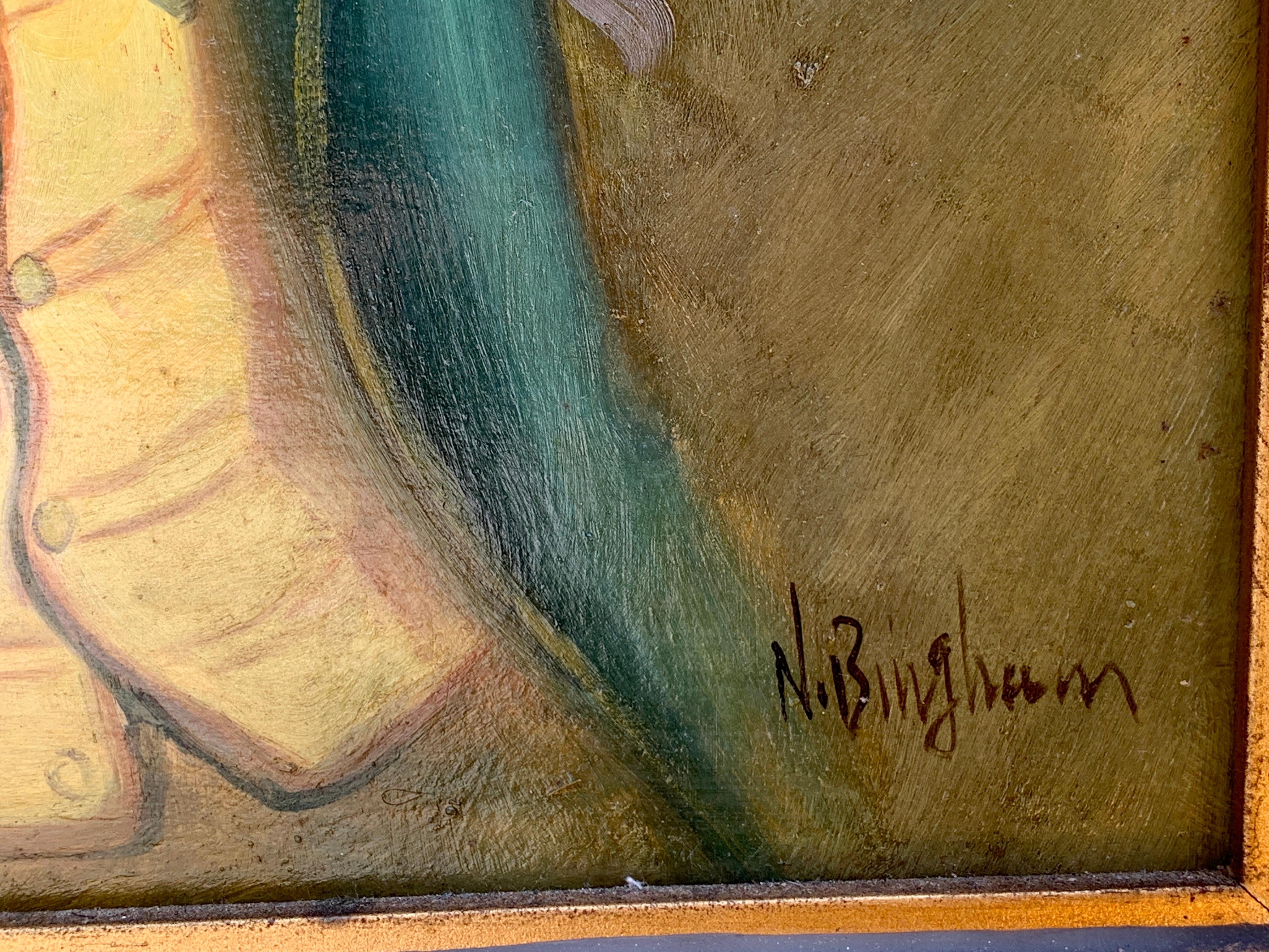 High Victorian Black Americana Portrait of a Musician by N. Bingham For Sale