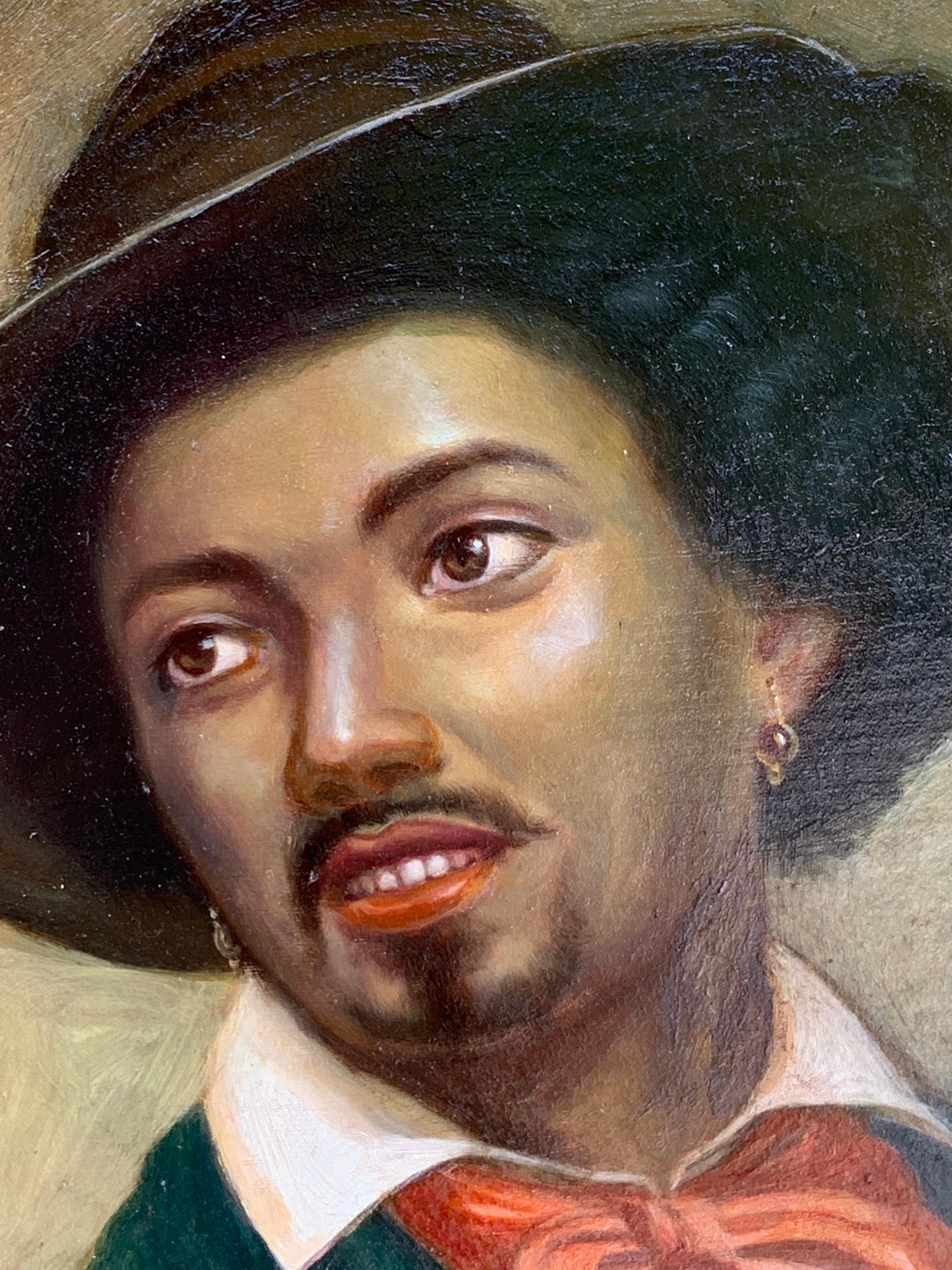 Black Americana Portrait of a Musician by N. Bingham In Good Condition For Sale In Atlanta, GA