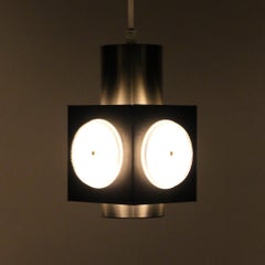 Black and Aluminum with Glass, 1950s, Danish Midcentury Hanging Lamp