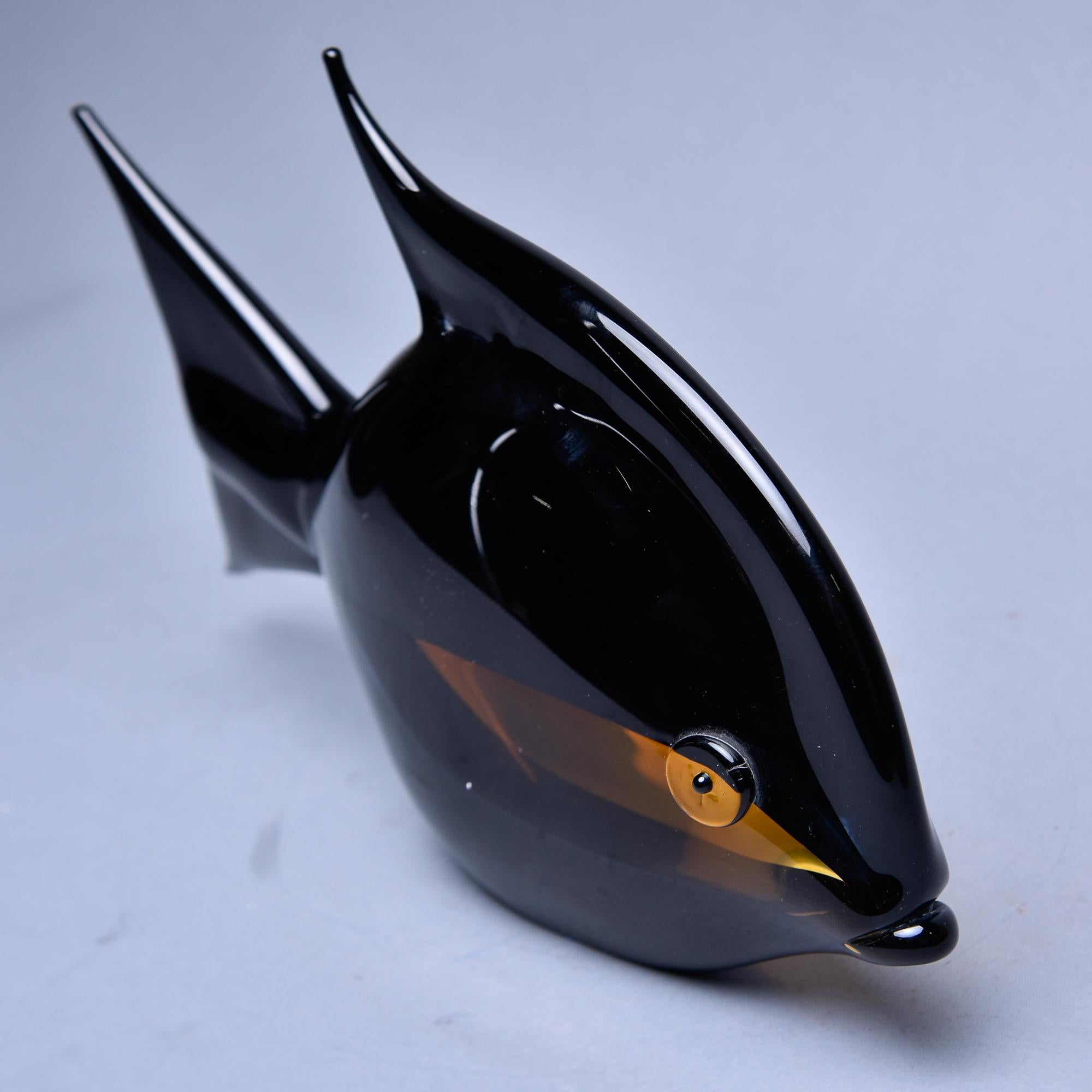 Black and Amber Murano Glass Fish In Excellent Condition For Sale In Troy, MI