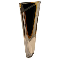 Black And Amber Thick Glass Tall Vase, Brazil, Contemporary