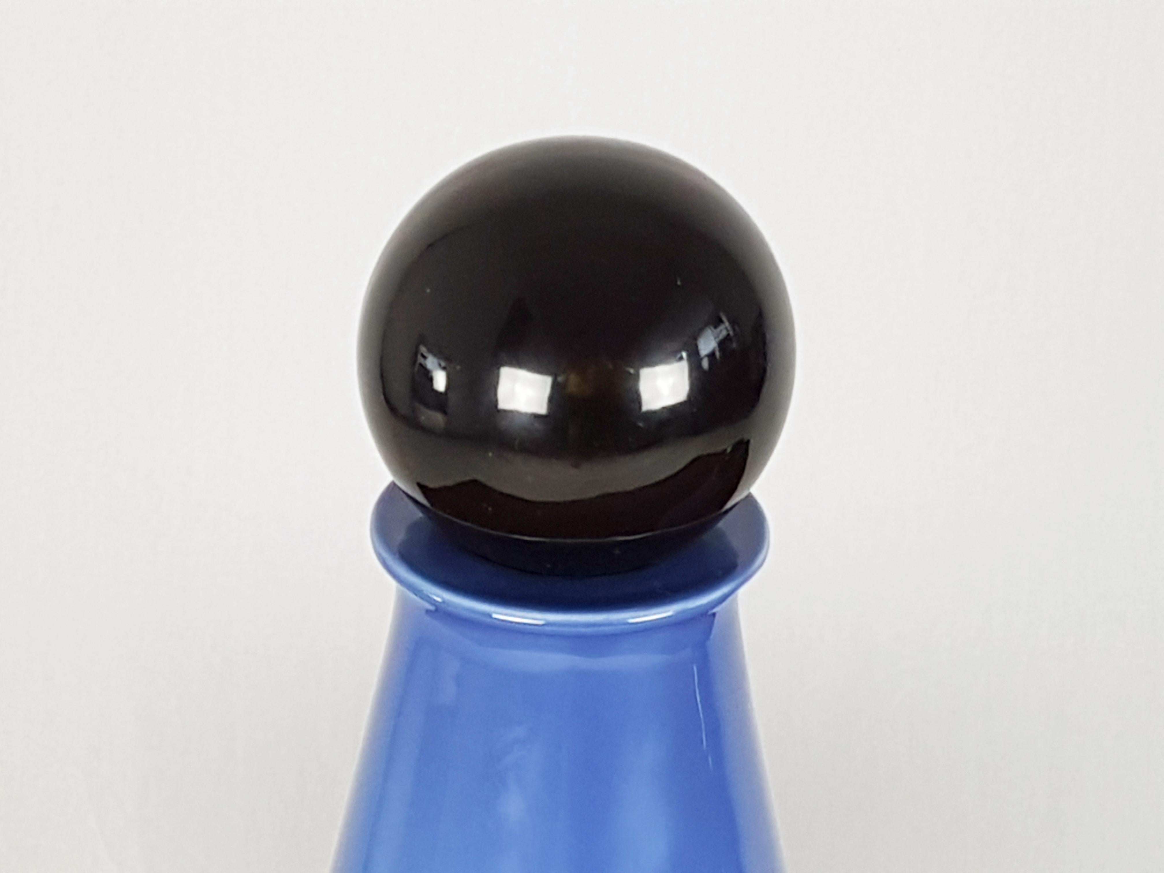 Black and Azure Ceramic 1980s Decorative Bottles by L. Boscolo for Forma & Luce For Sale 5