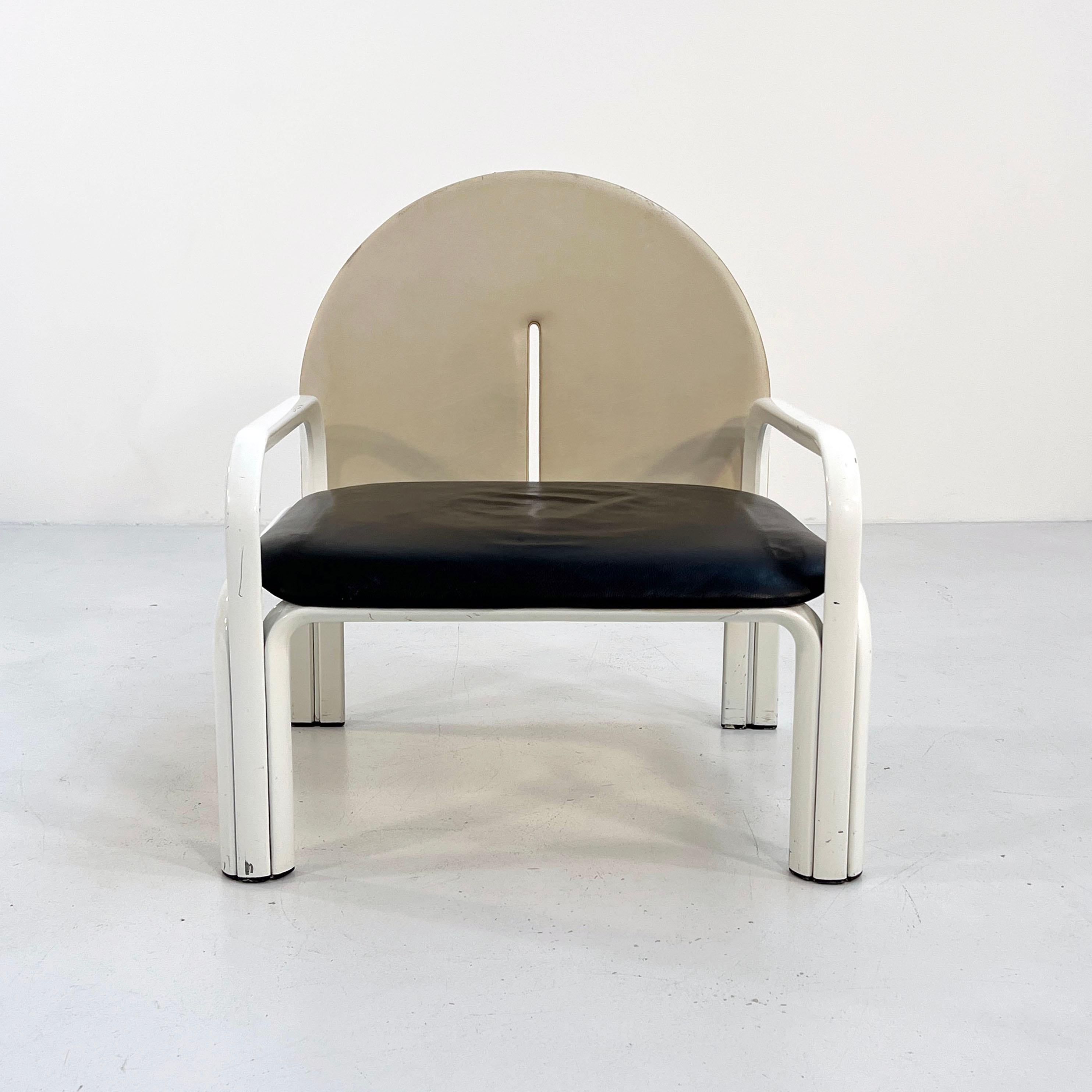Italian Black and Beige 54 L Armchair by Gae Aulenti for Knoll International, 1970s