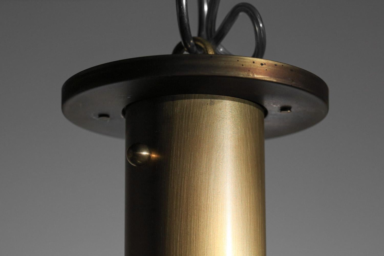 Lampadario moderno in stile anni '60, nero e beige, in ottone e metallo laccato in vendita 1