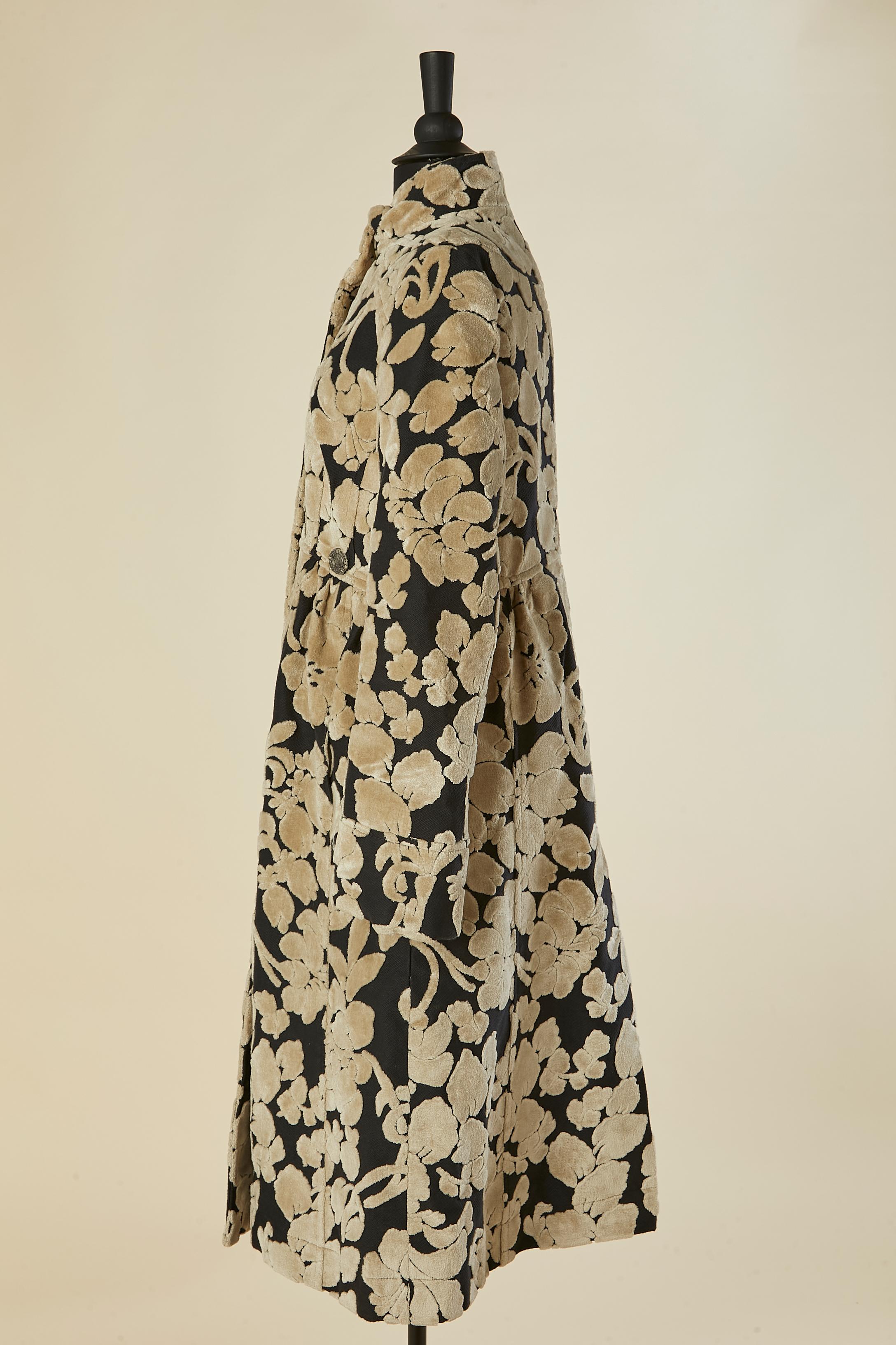 Black and beige single breasted tapestry coat GALLIANO For Sale 2