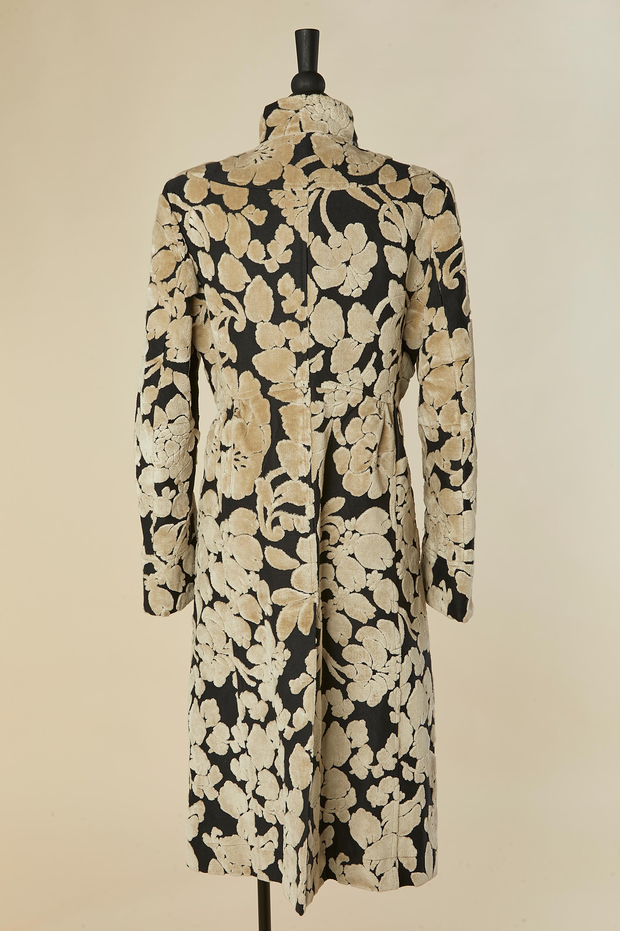 Black and beige single breasted tapestry coat GALLIANO For Sale 3