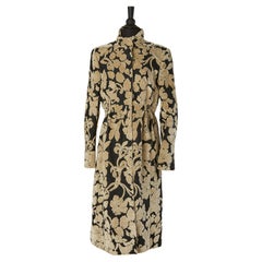Black and beige single breasted tapestry coat GALLIANO