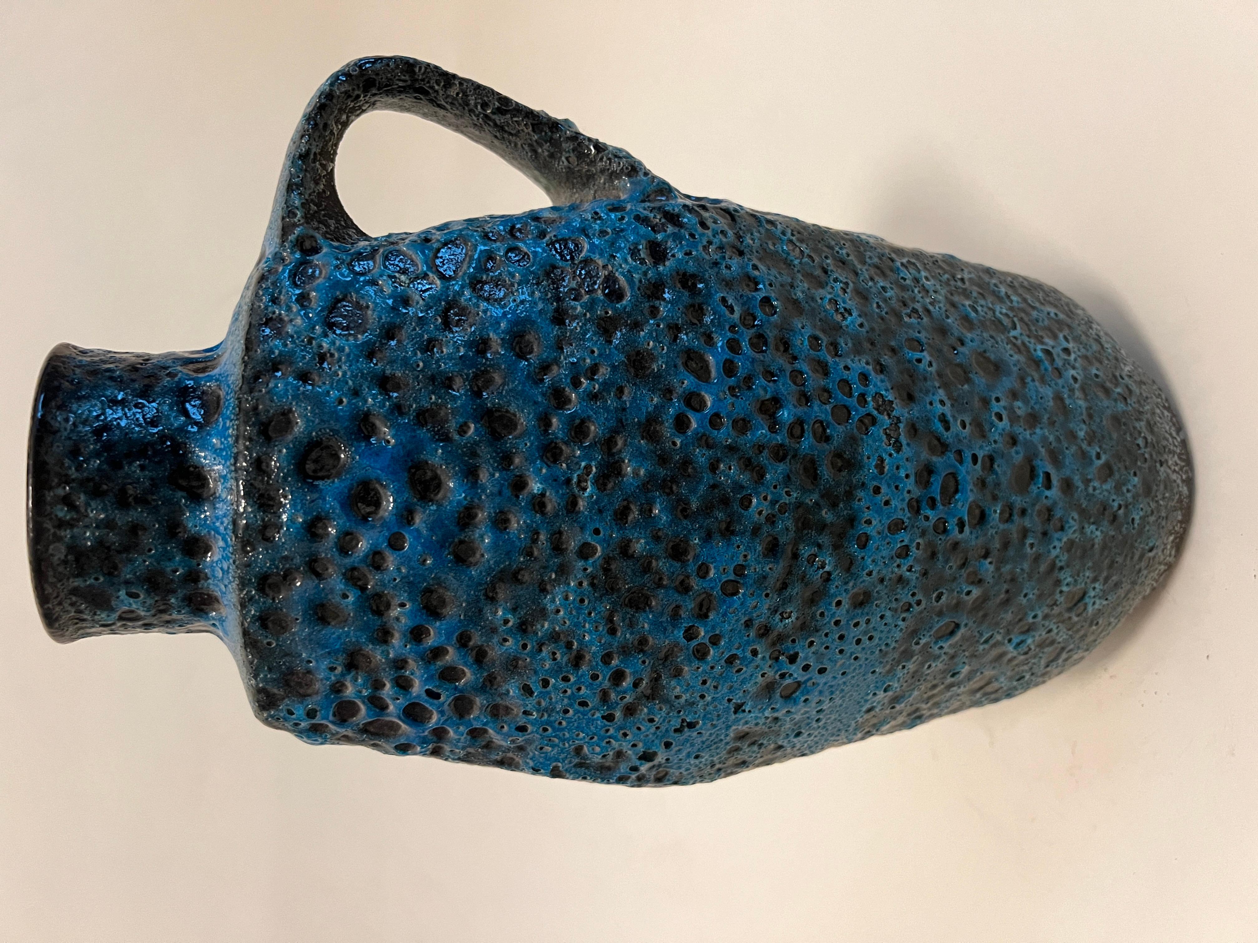 Mid-Century Modern Black and Blue German Fat Lava Pitcher, 1960s