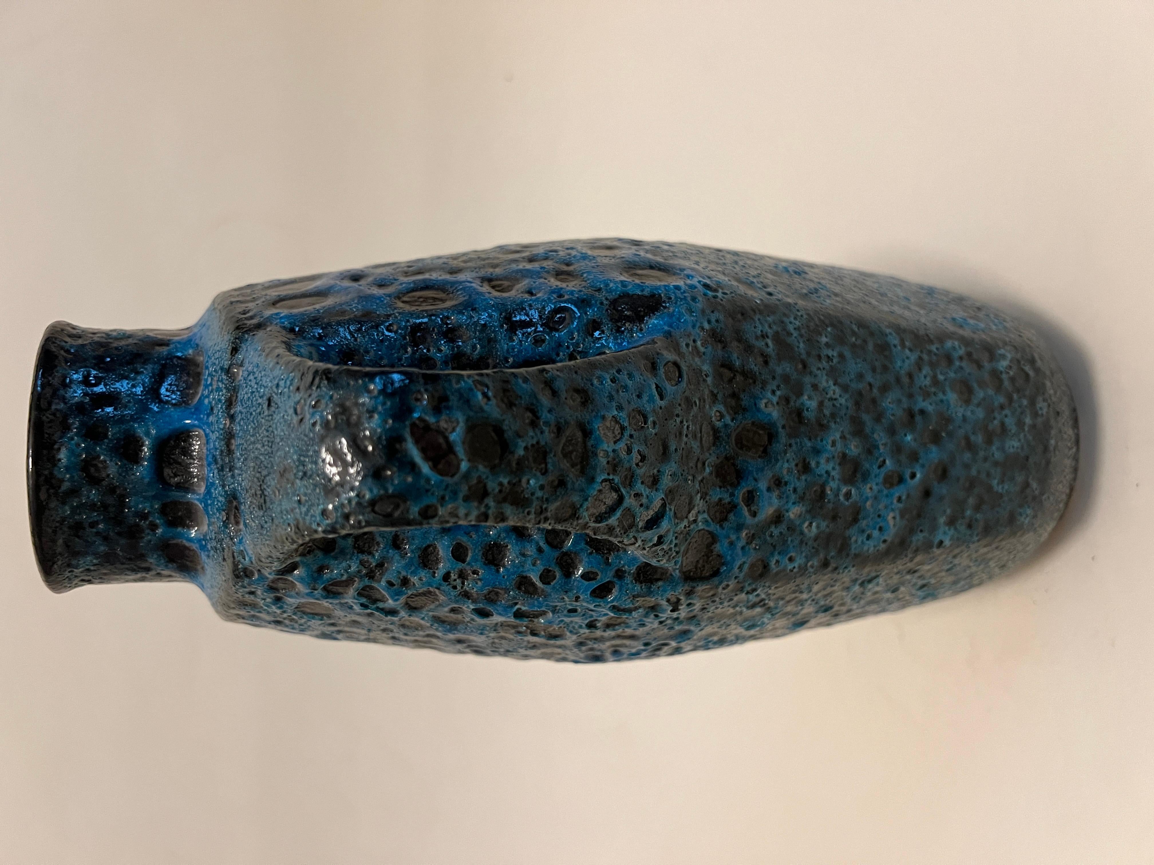 Glazed Black and Blue German Fat Lava Pitcher, 1960s