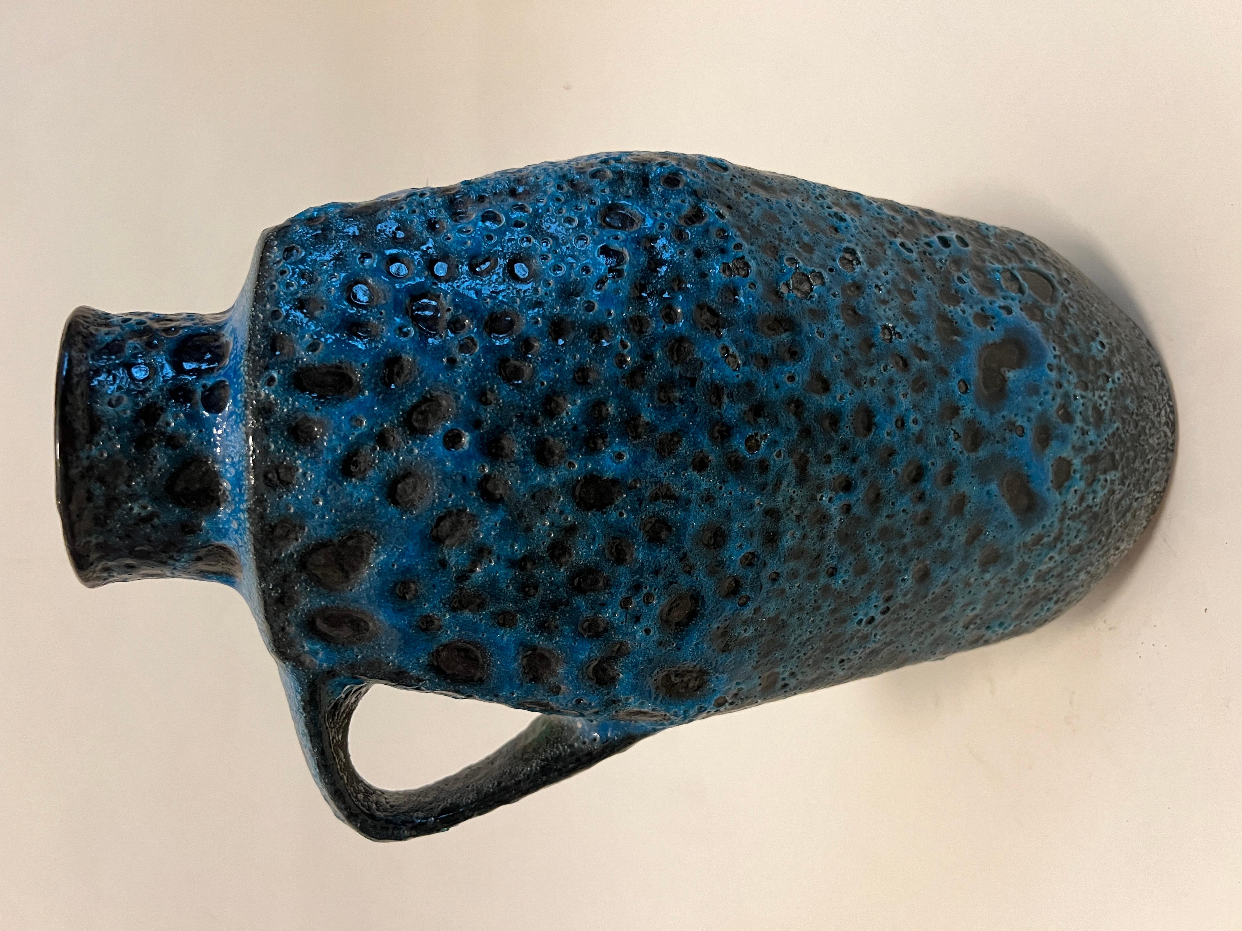 Black and Blue German Fat Lava Pitcher, 1960s In Good Condition In Miami Beach, FL