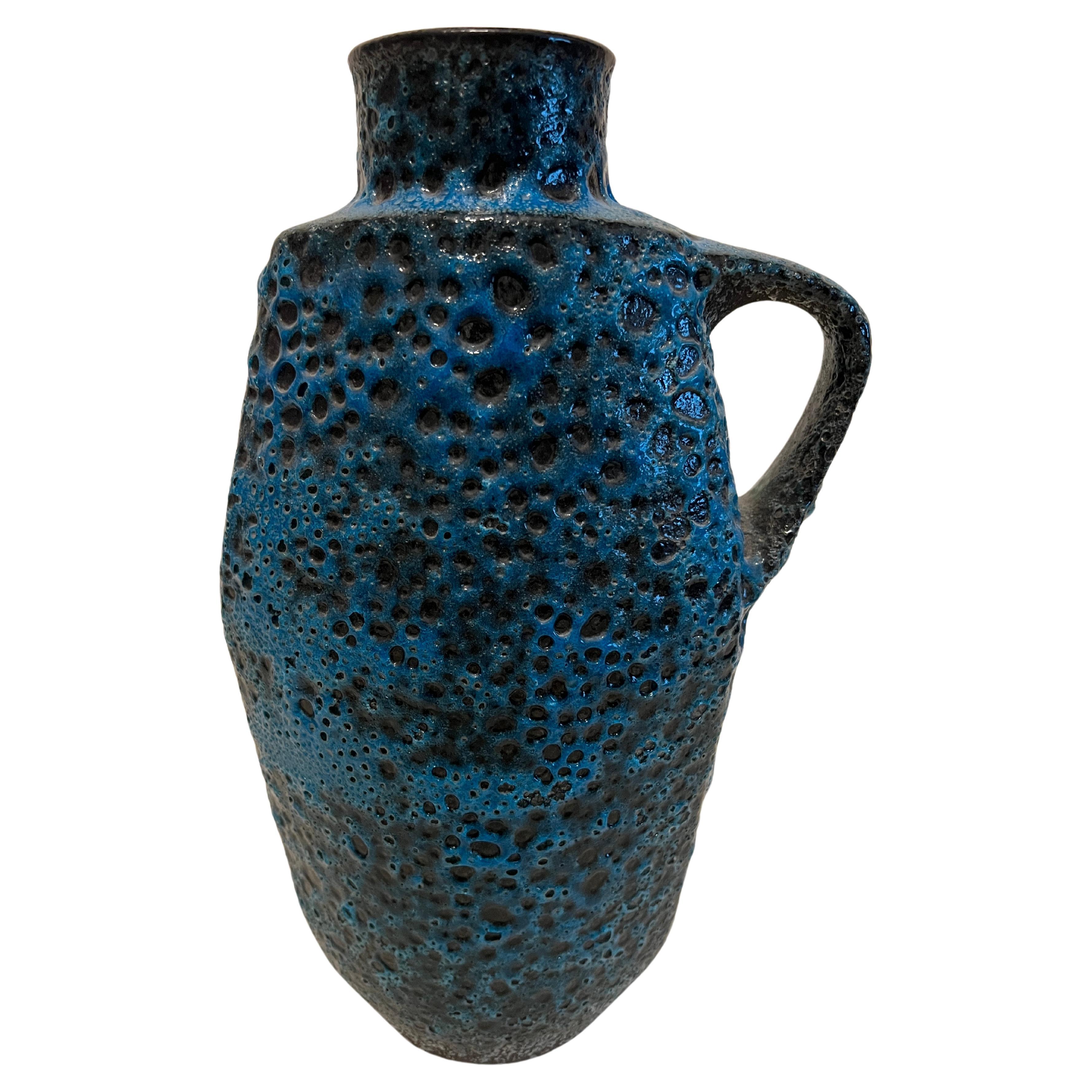 Black and Blue German Fat Lava Pitcher, 1960s