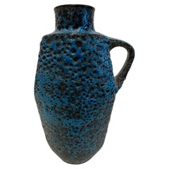 Black and Blue German Fat Lava Pitcher, 1960s