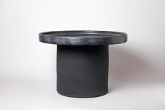 Black and blue glazed ceramic table by Mia Jensen, 2025.