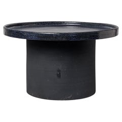 Black and blue glazed ceramic table by Mia Jensen, 2025.