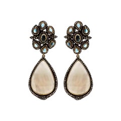 Black and Blue Sapphire Earrings