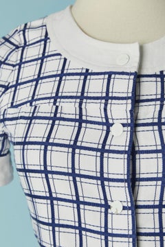 Schwarzer und blauer Rockanzug mit kariertem Muster COURREGES Hyperbole