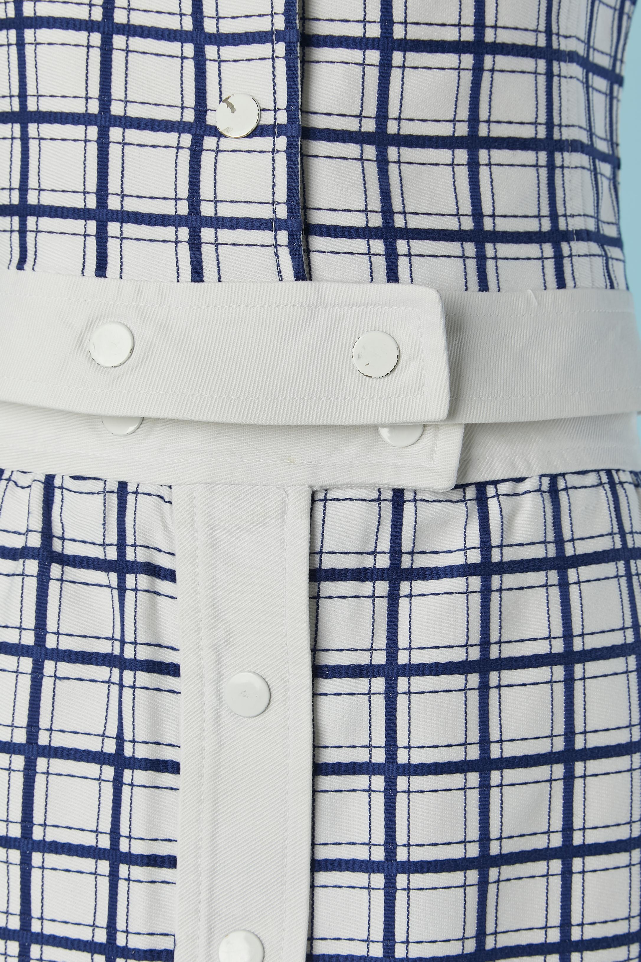 Gray Black and blue skirt suit with check pattern COURREGES Hyperbole