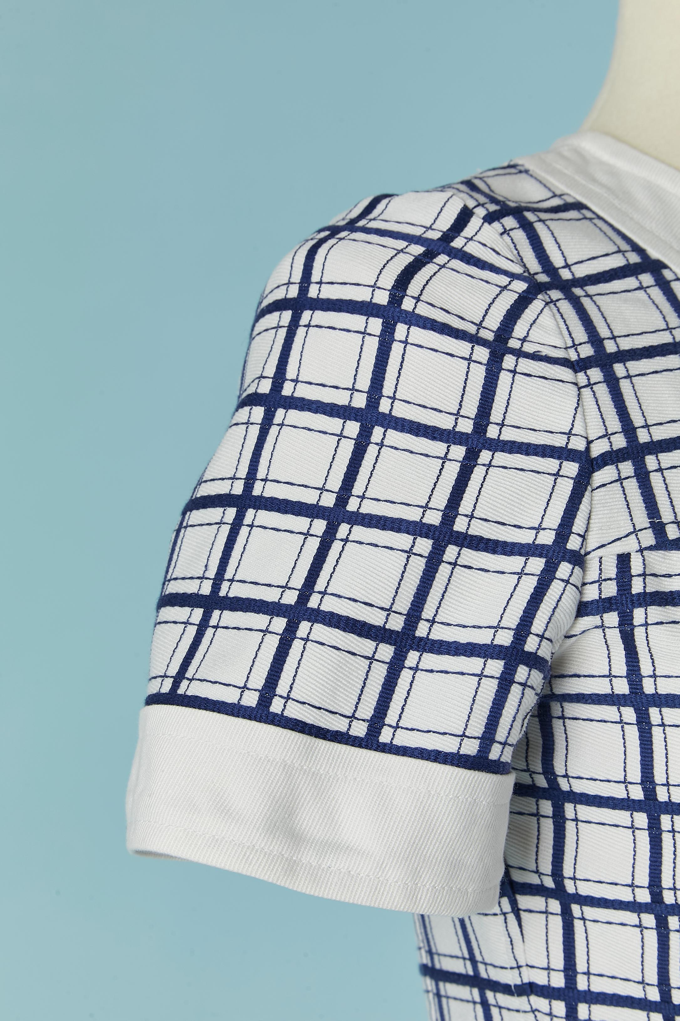 Black and blue skirt suit with check pattern COURREGES Hyperbole In Excellent Condition In Saint-Ouen-Sur-Seine, FR