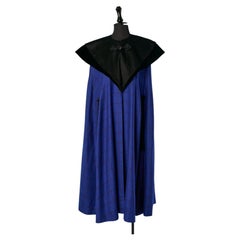 Black and blue wool cape with check pattern SAINT LAURENT RIVE GAUCHE
