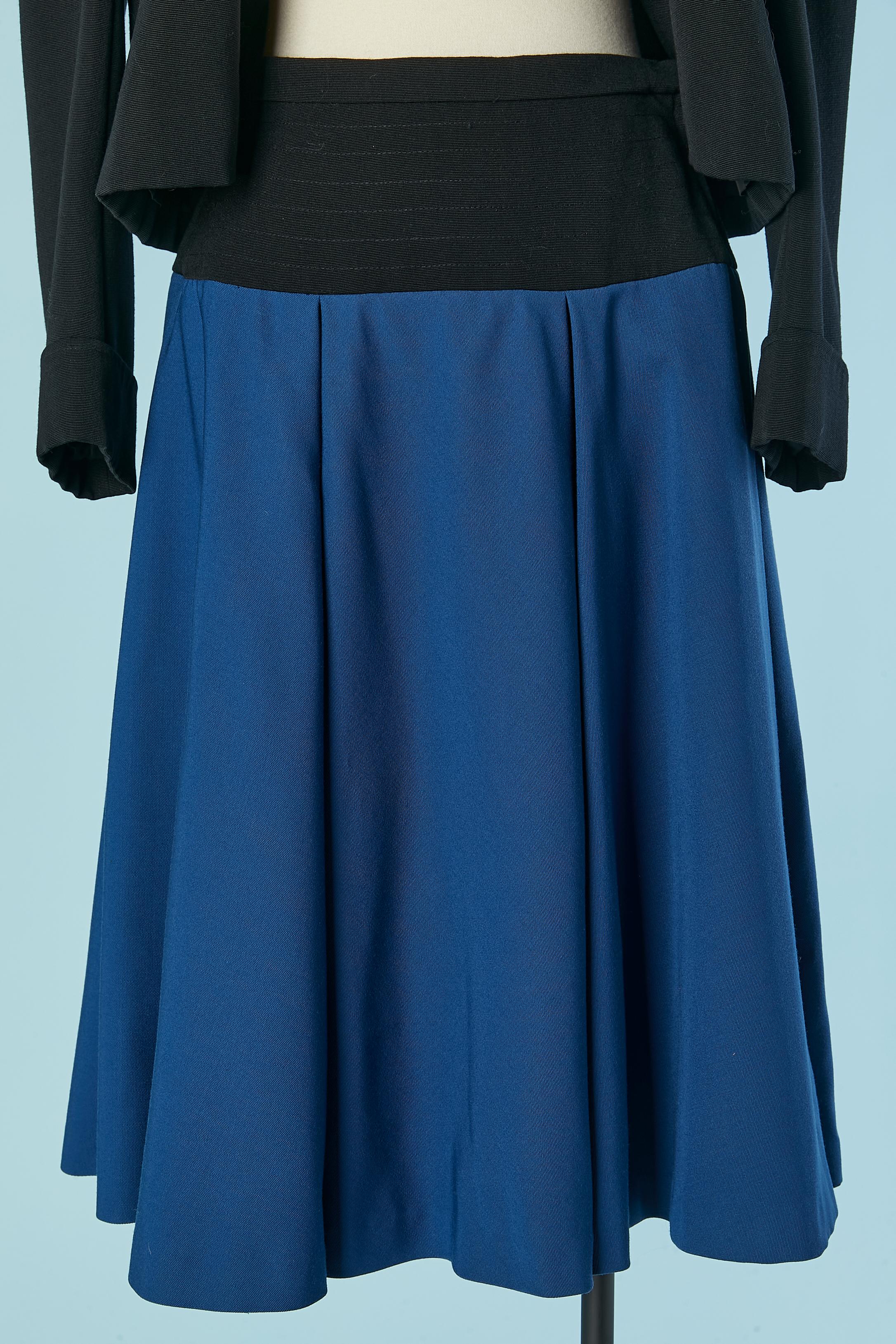 Women's Black and blue wool skirt-suit SAINT LAURENT Rive Gauche Circa 1980 For Sale