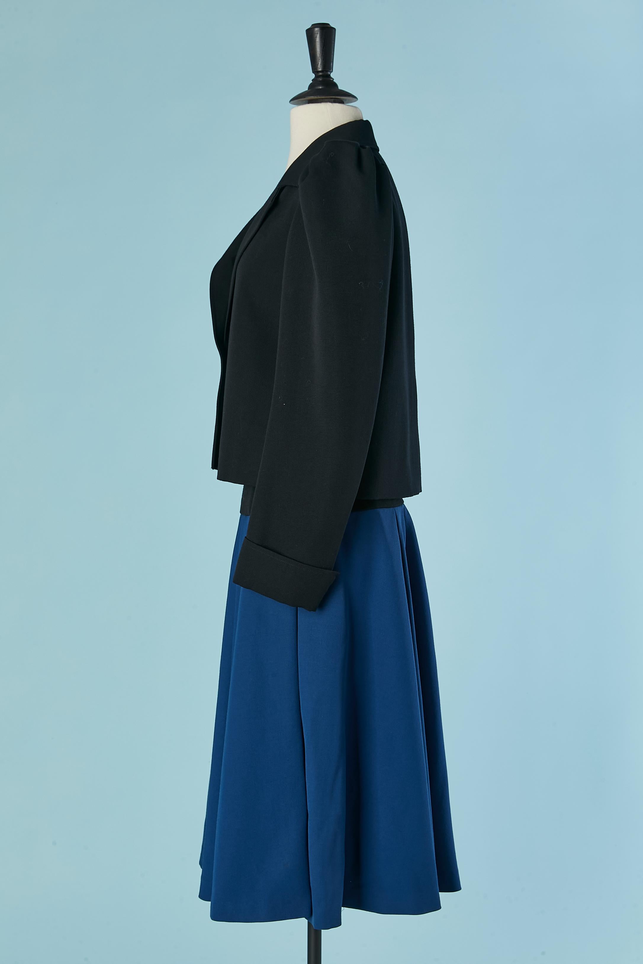 Black and blue wool skirt-suit SAINT LAURENT Rive Gauche Circa 1980 For Sale 4