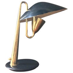 Black and Brass Desk Lamp Attributed to Giuseppe Ostuni for O-Luce, Italy, 1950s