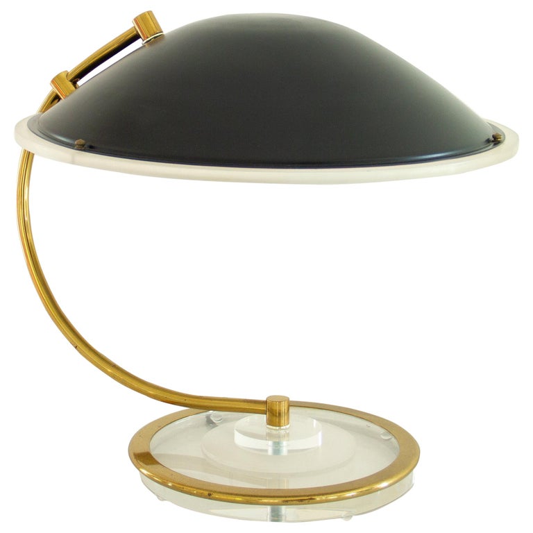 Black and Brass Desk Lamp by Bauer, 1983 For Sale