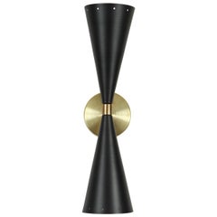 Black and Brass Double Cone Sconce by Lawson-Fenning