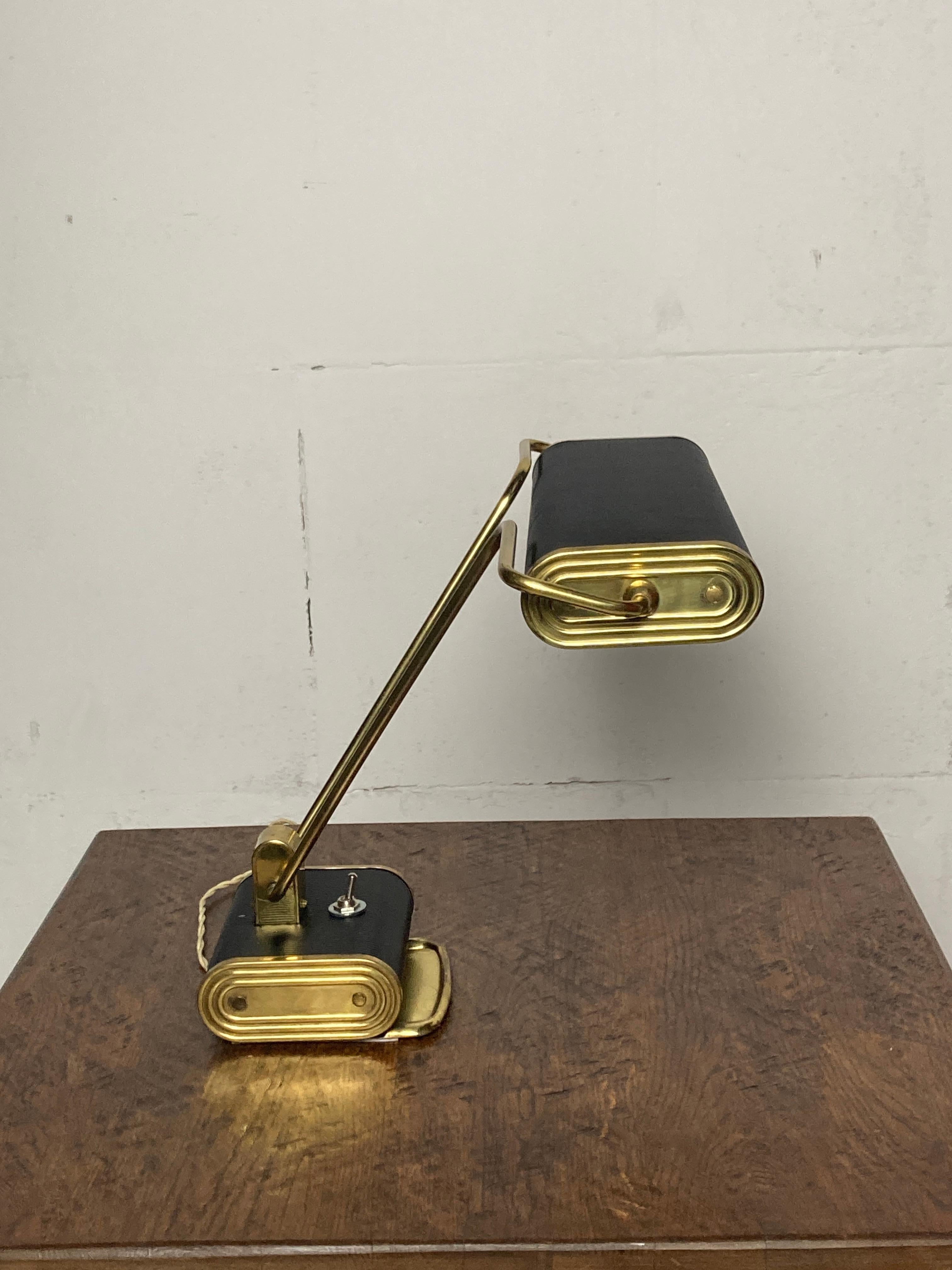 Black and brass gold desk lamp model N71 by Eileen Gray for Jumo, France 1940s 1