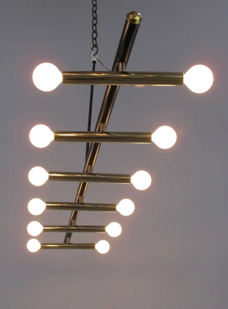 Black and Brass Linear Chandelier For Sale at 1stdibs