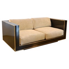 Black and Brass Loveseat, Italy, 1970s, Romeo Rega