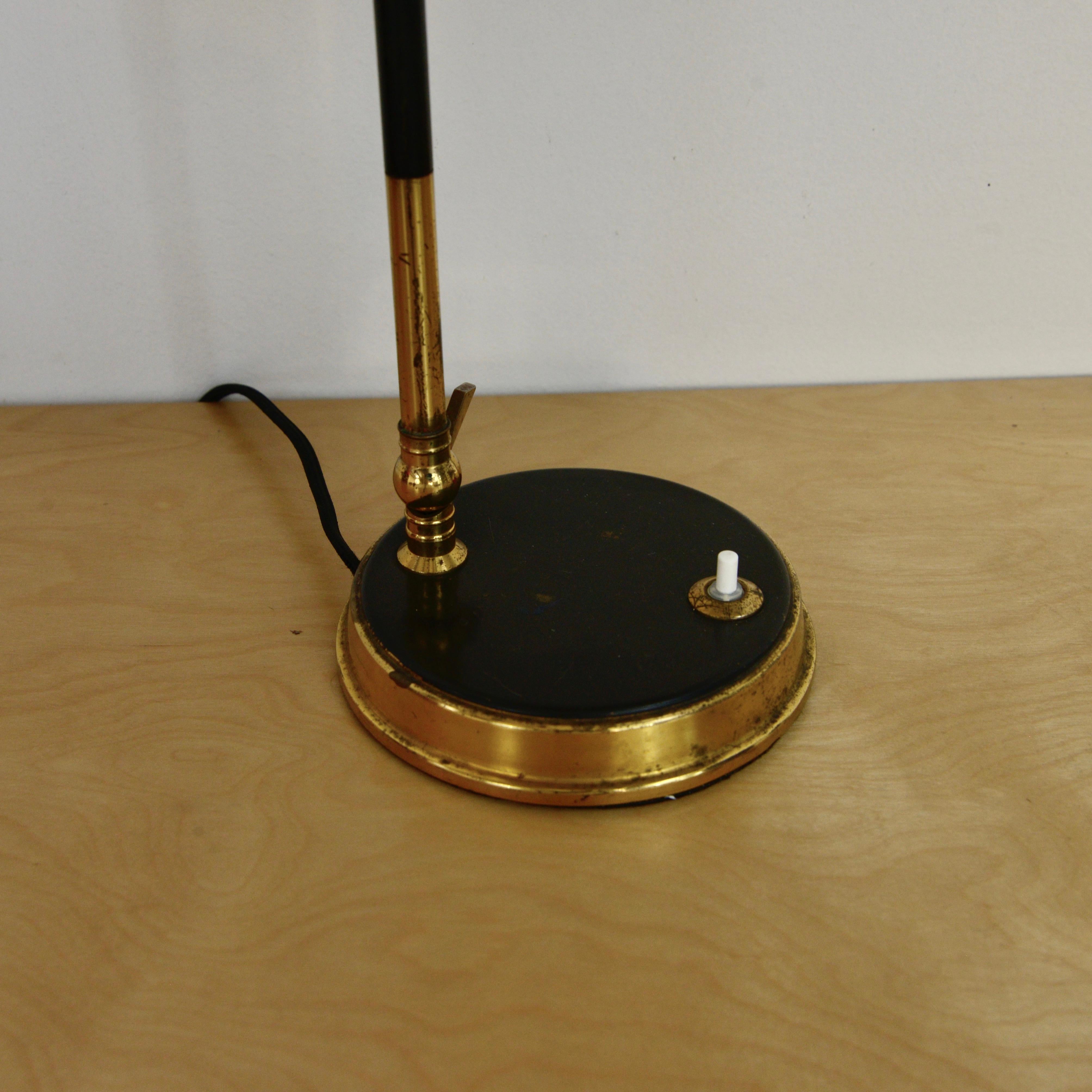 Italian Black and Brass Oscar Torlasco Table Lamp