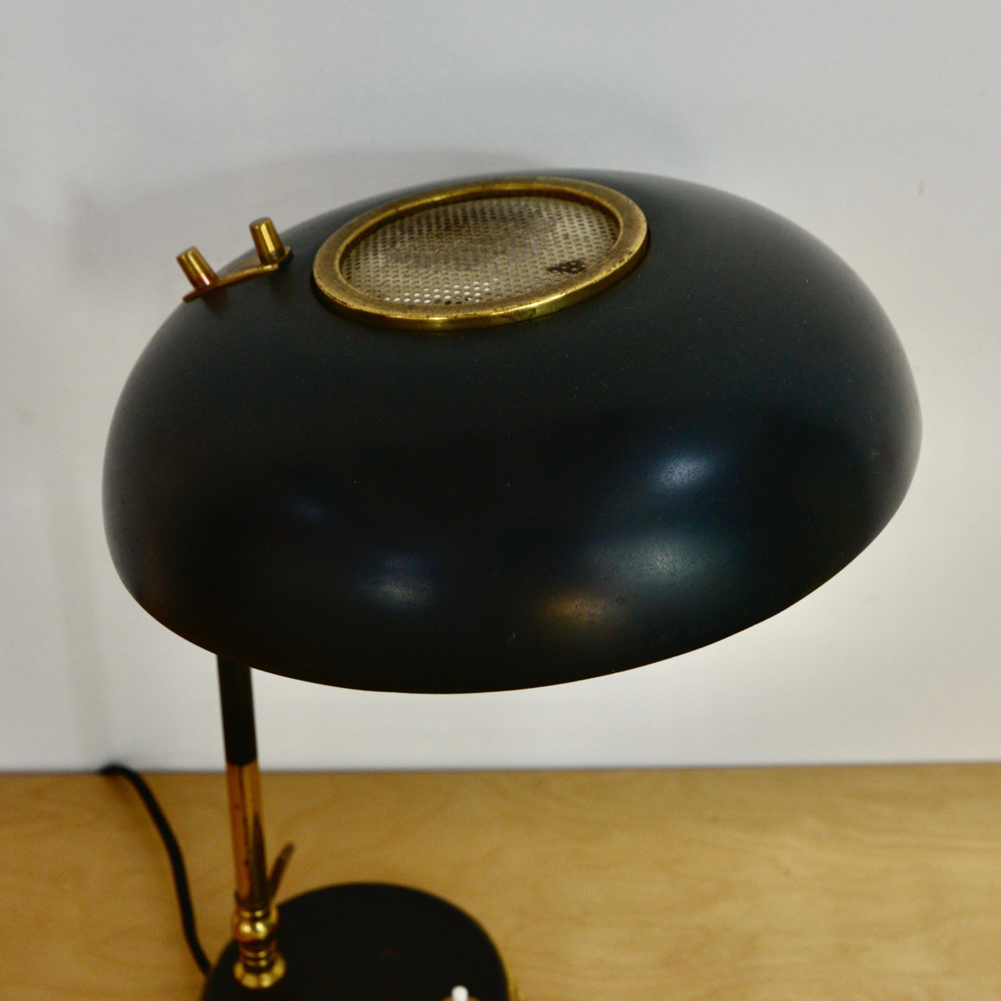 Painted Black and Brass Oscar Torlasco Table Lamp