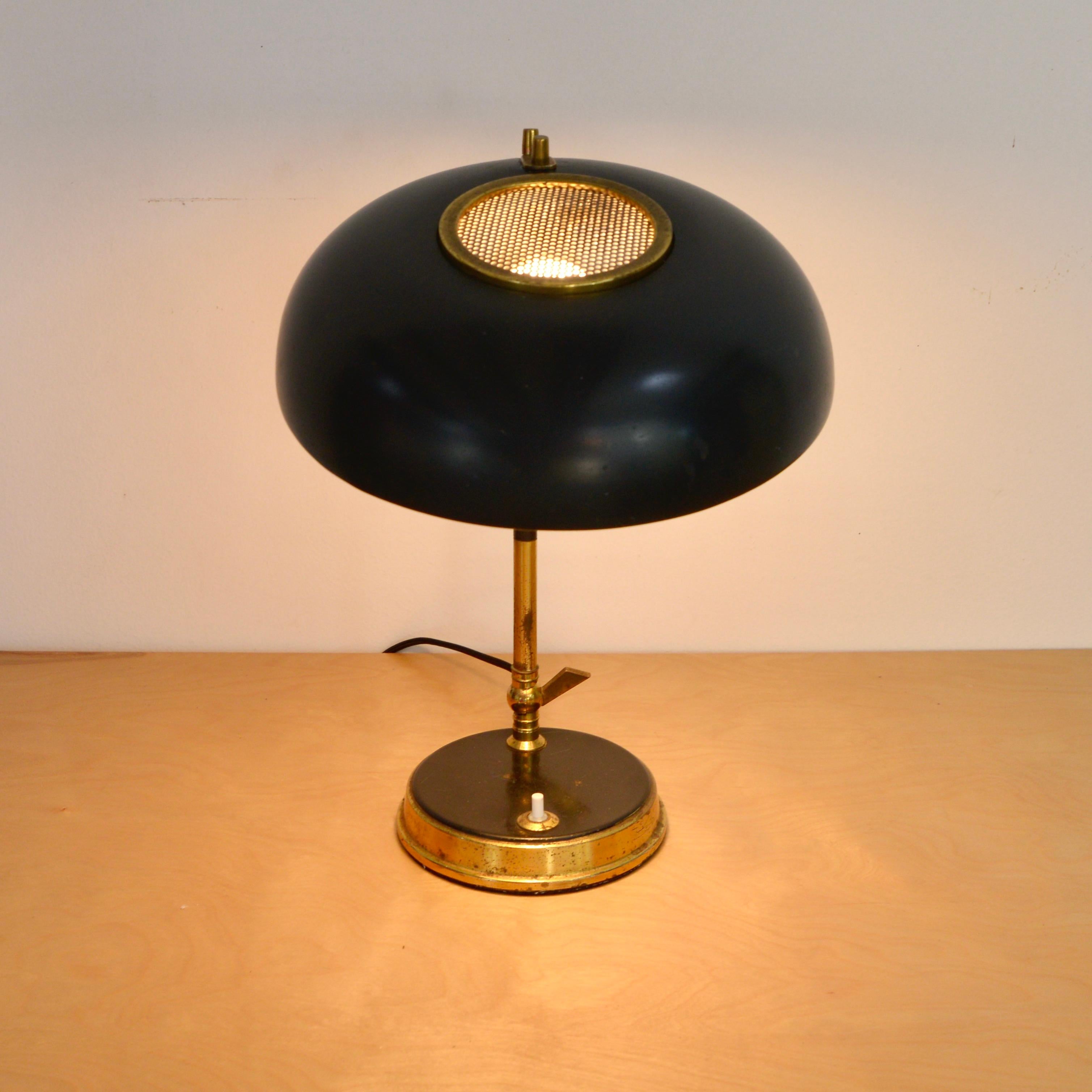 Aluminum Black and Brass Oscar Torlasco Table Lamp