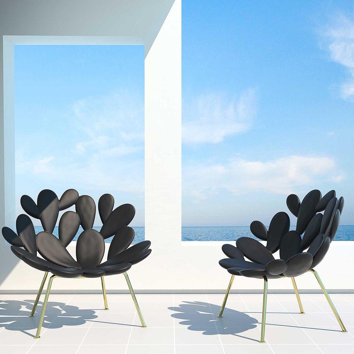 Modern Black and Brass Outdoor Cactus Chair by Marcantonio, Made in Italy  For Sale