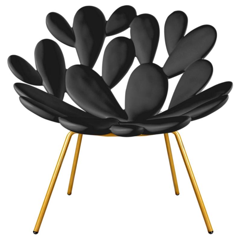 Schwarzer und messingfarbener Kaktus-Stuhl für den Außenbereich von Marcantonio, Made in Italy 
