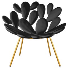 En stock à Los Angeles:: Chaise Cactus d'extérieur en noir et laiton par Marcantonio