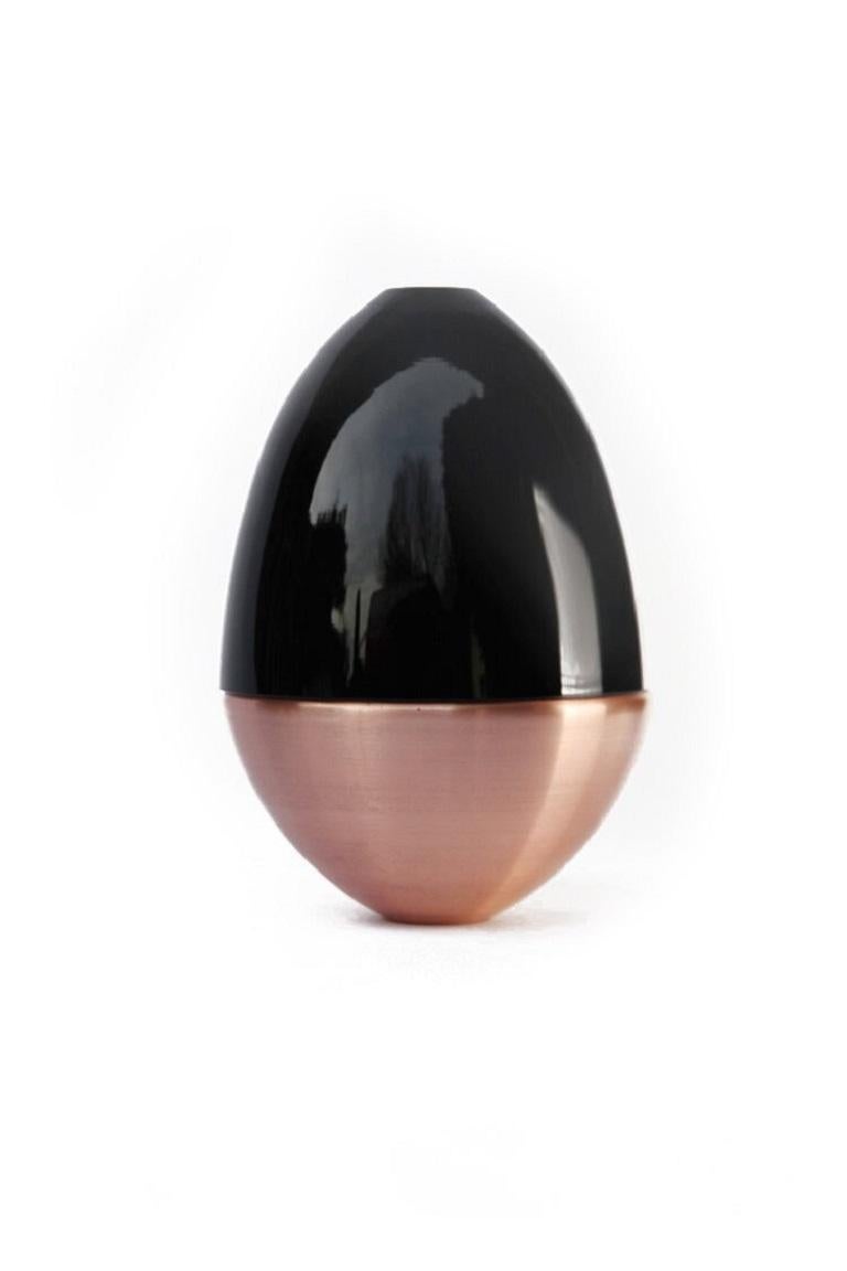 Organic Modern Black and Brass Patina Homage to Faberge Jewellery Egg, Pia Wüstenberg