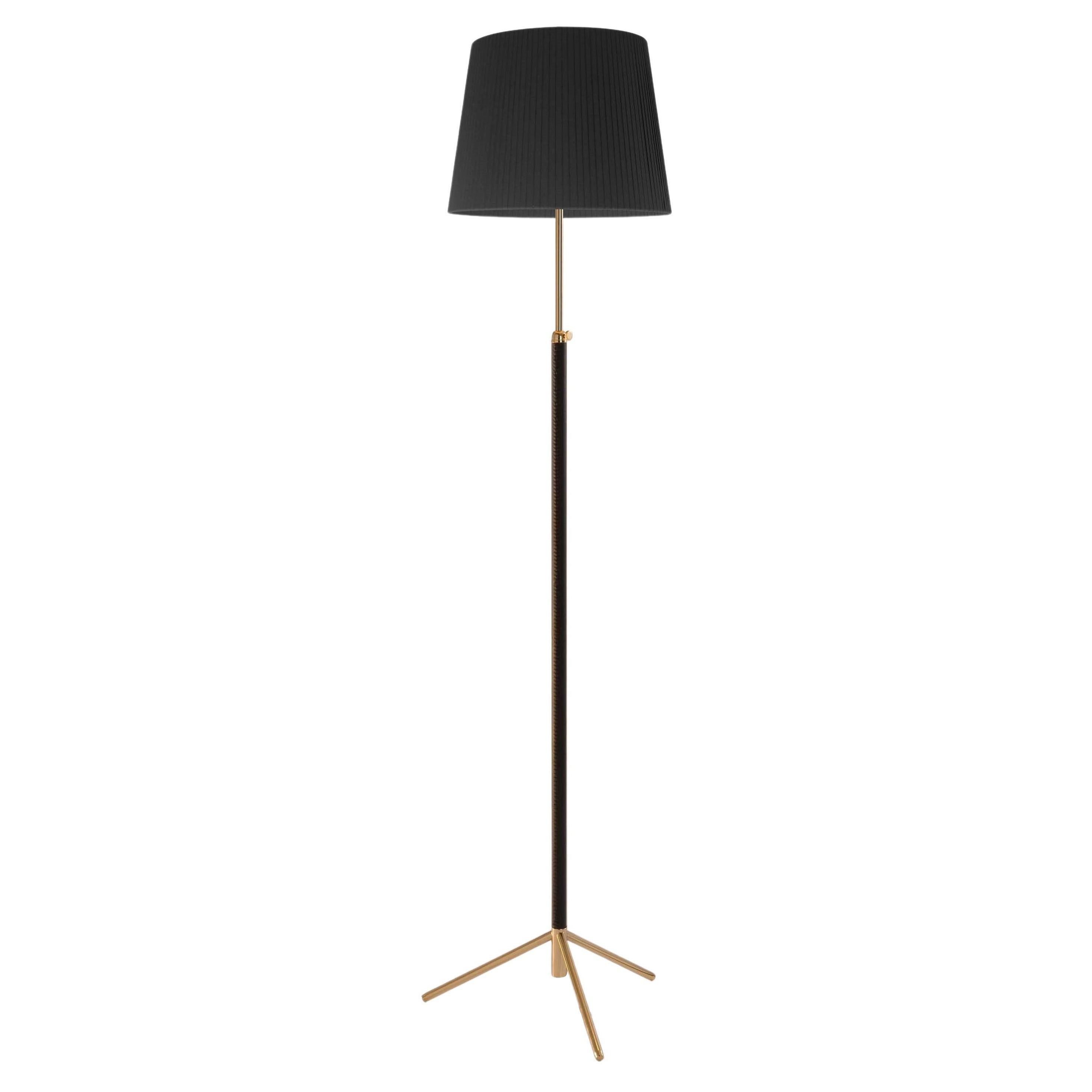 Black and Brass Pie De Salón G3 Floor Lamp by Jaume Sans